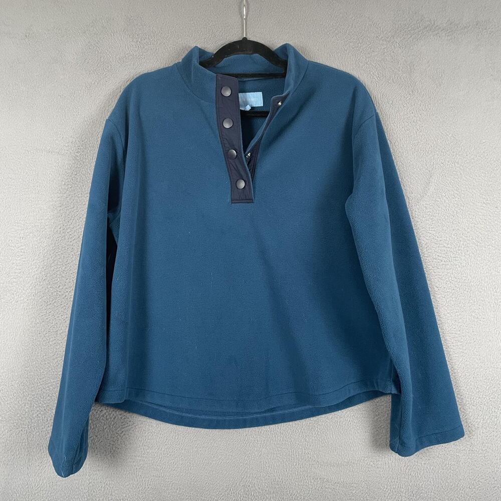 Draper James Sweater Womens XL Blue Mock Neck Pullover Fleece Long Sleeve